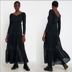 Free People Earth Angel Maxi Long-sleeve Ribbed
Dress black lace (witchy/goth)